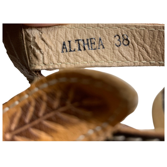 L'Artiste Spring Step Althea Leather Floral Wedge Heel Sandals Sz 38 US 7.5/8 - Picture 10 of 13